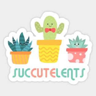 Cute Little Kawaii Succulents - Succutelents Sticker